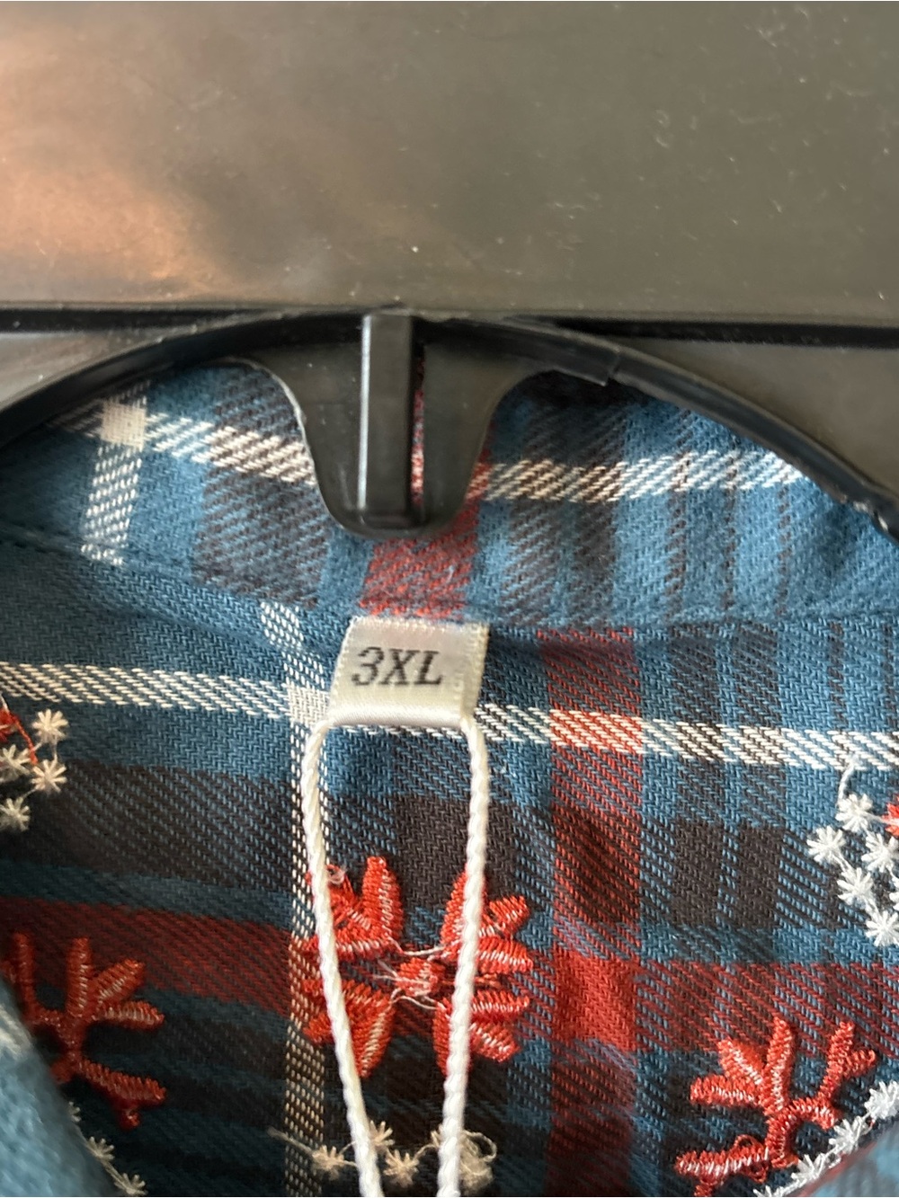 KOMILI 3XL Embroidered Plaid Button Front Tunic Shacket Boho Floral Top NEW - Picture 6 of 7